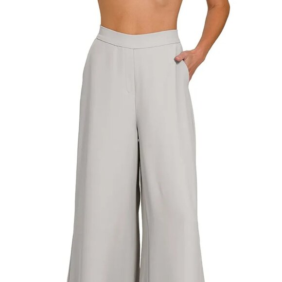 Zenana Relaxed Fit Elastic Waisted Wide Leg Pants - Picture 3 of 5